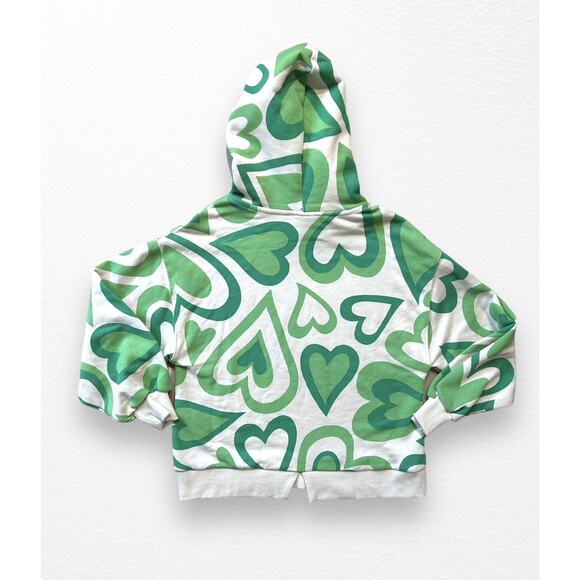 NWT Zara Green Hearts Hooded Sweatshirt, Size 9 - Picture 3 of 8